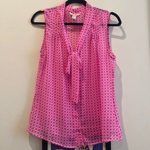 Pink and white work blouse